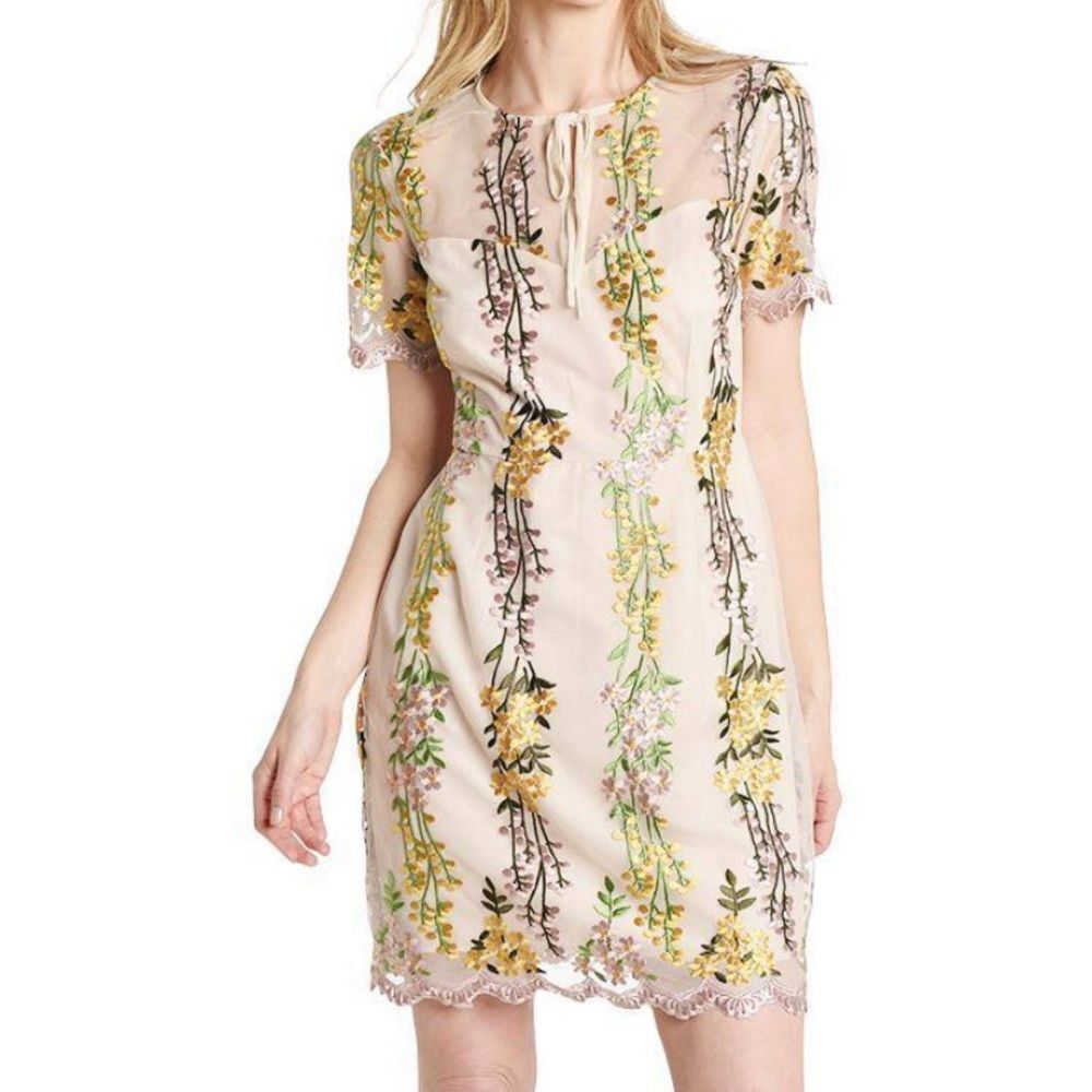 Cupcakes & Cashmere Embroidered Mini Gram Dress  size 4